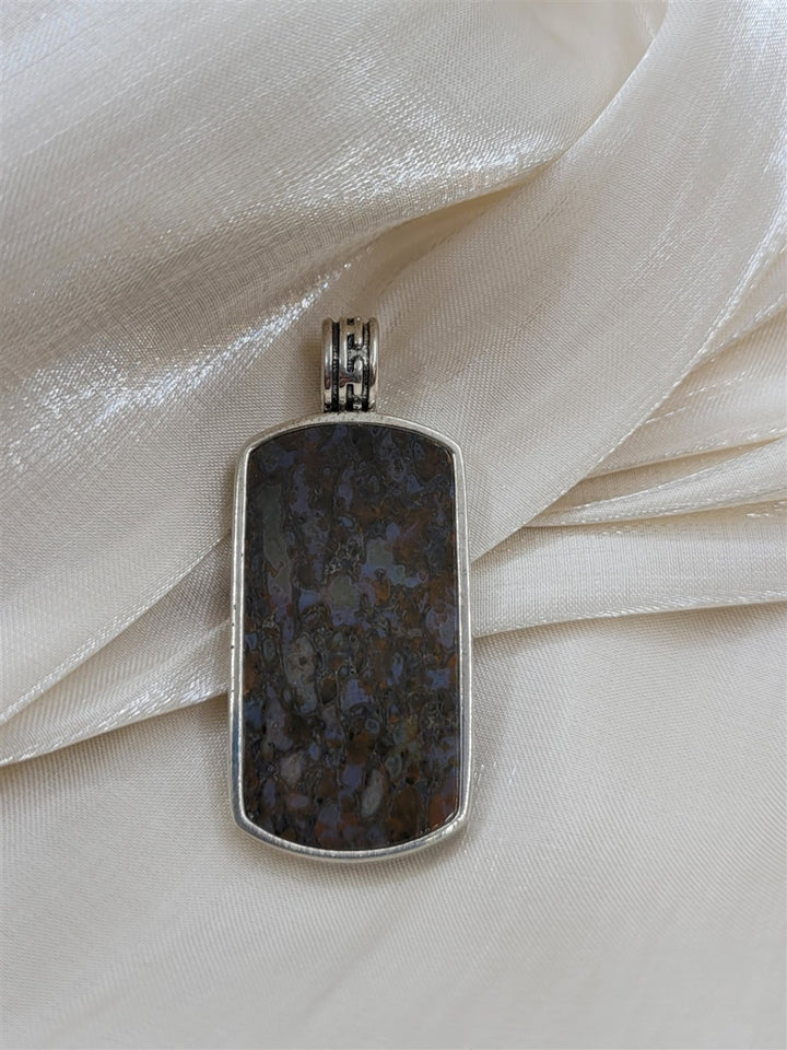 Sterling Silver Dinosaur Bone Dog Tag Pendant