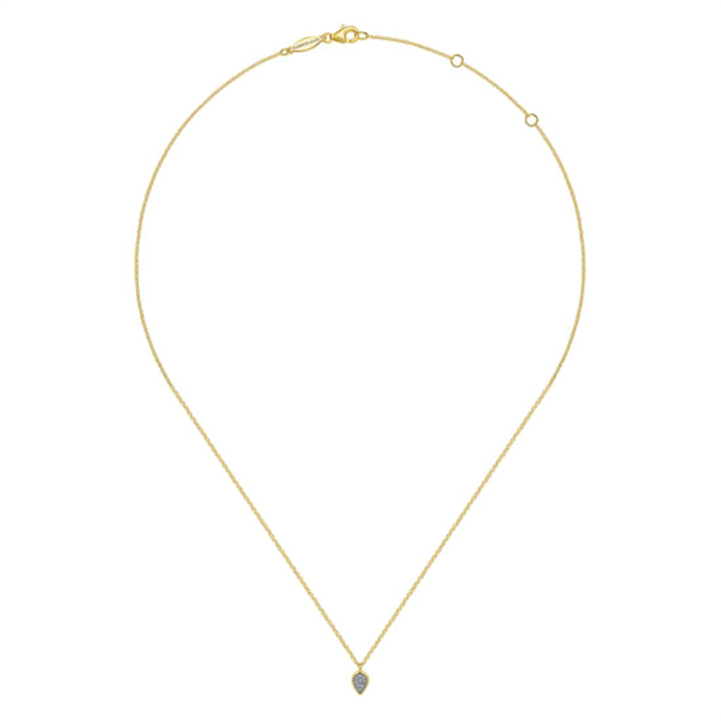 17.5" 14K Yellow Gold Diamond Teardrop Pendant Necklace