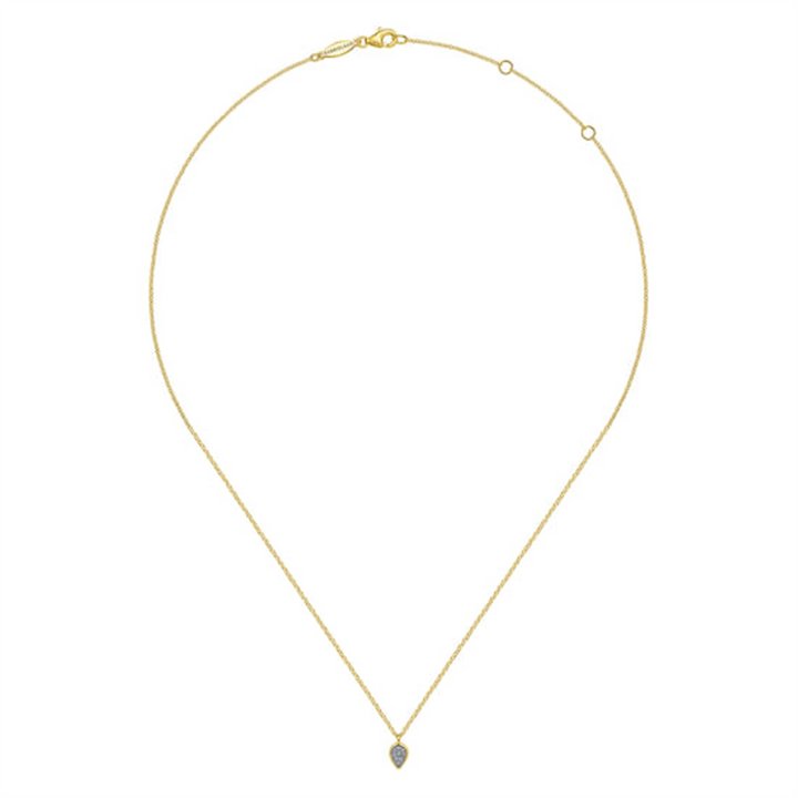 17.5" 14K Yellow Gold Diamond Teardrop Pendant Necklace