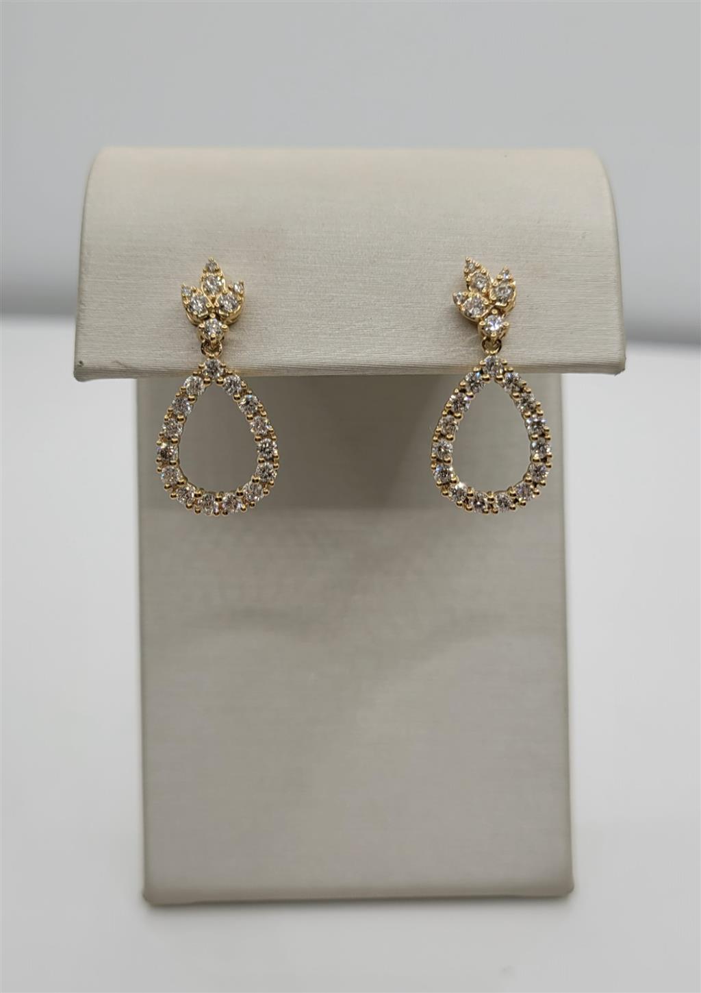 14K Yellow Gold Diamond Dangle Fashion Earrings