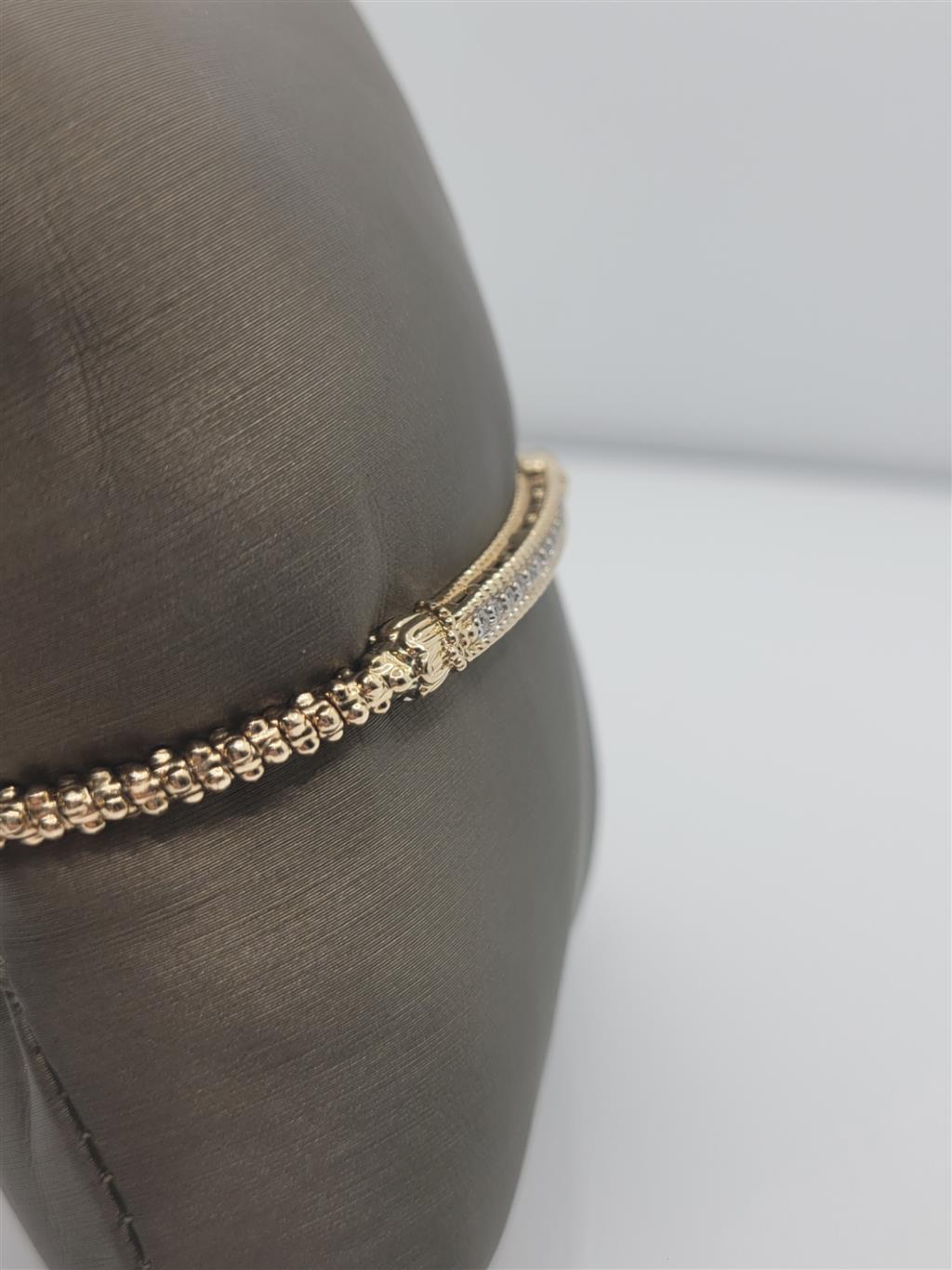 "Vahan" 14K Yellow Gold Diamond Bar Closed Bangle Bracelet