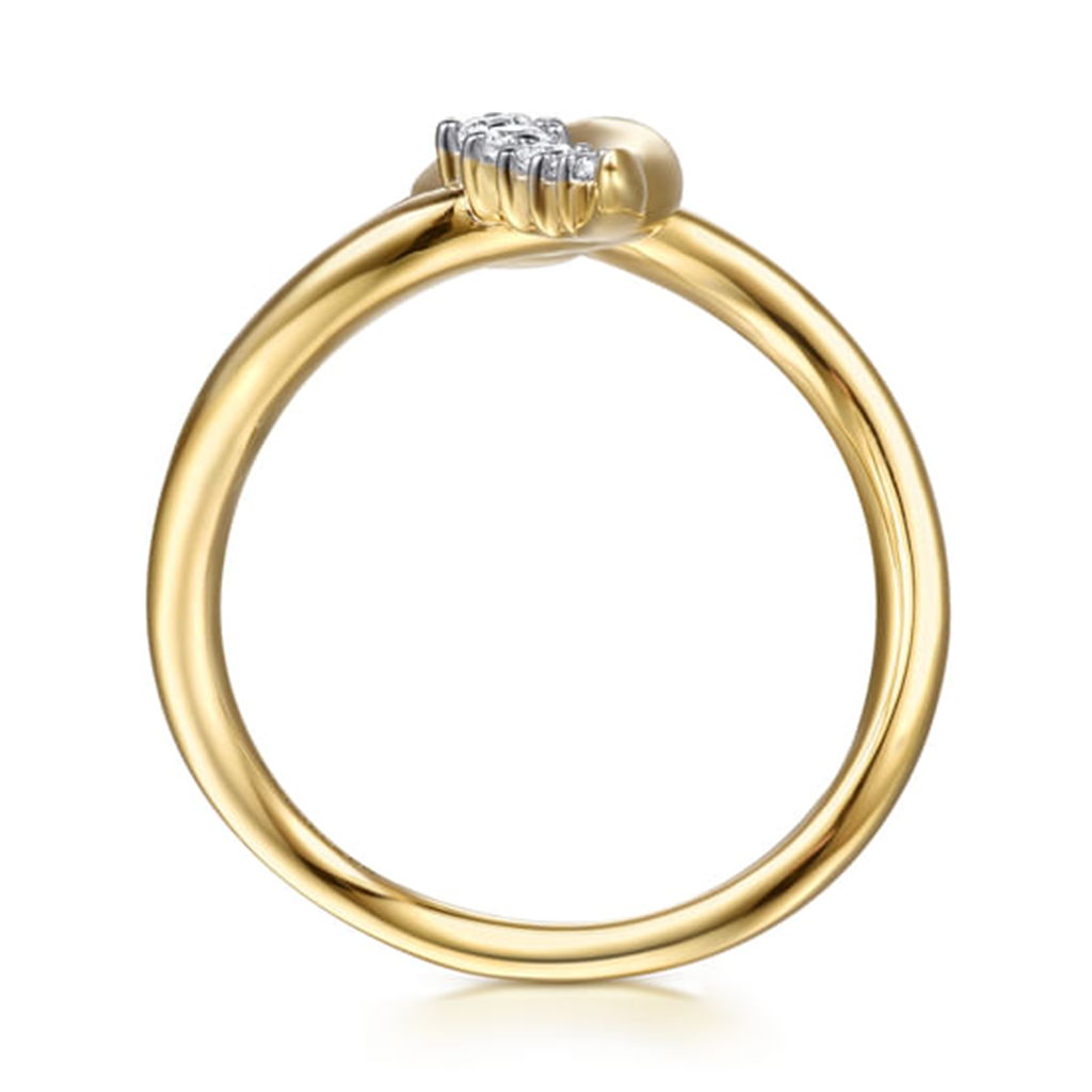 14K Yellow Gold Diamond Snake Twisted Ring