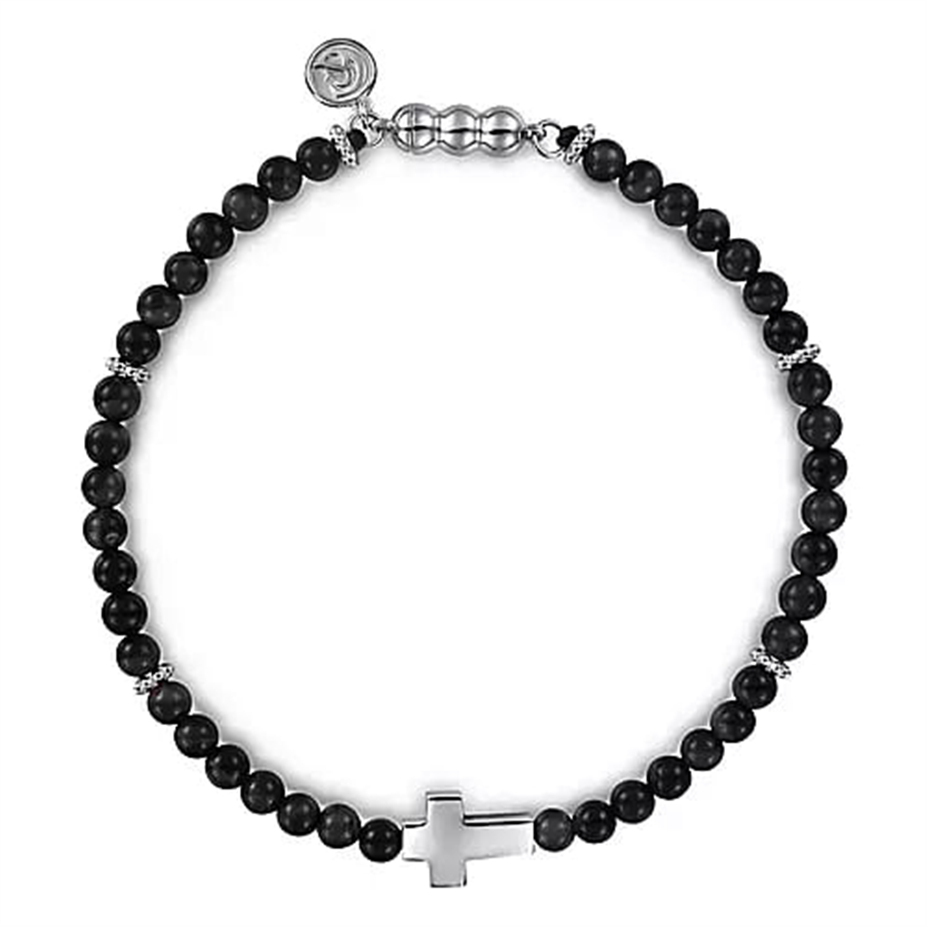 Sterling Silver "Gabriel & Co." Black Onyx Bead Bracelet