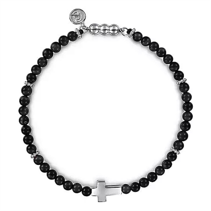 Sterling Silver "Gabriel & Co." Black Onyx Bead Bracelet