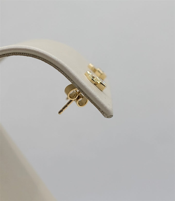 14K Yellow Hexagon "Beehive"  Diamond Fashion Earrings