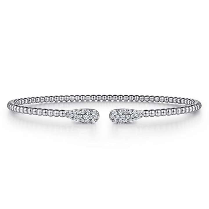 14K White Gold "Gabriel & Co." Bujukan Diamond Teardrops Bangle Bracelet