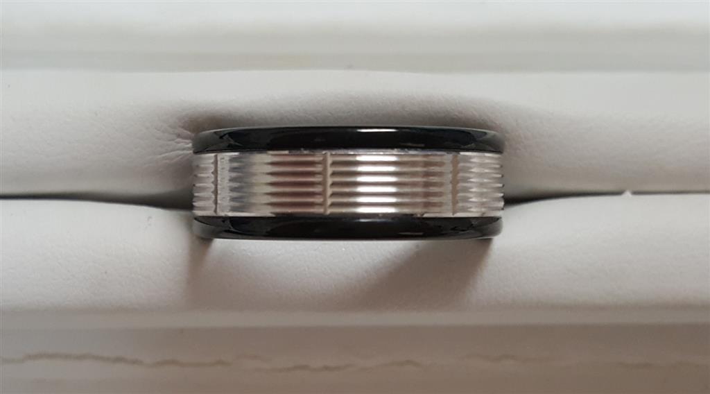 Tungsten Black & 14K White Gold 8 mm Wedding Band