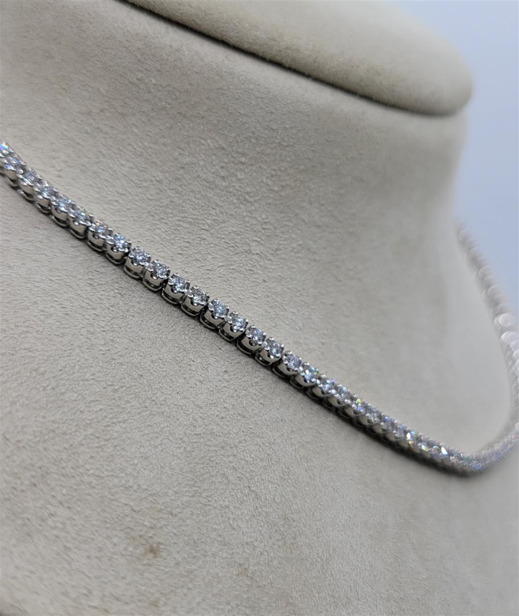 14K White Gold 2.09 Twt Adjustable Diamond Tennis Necklace