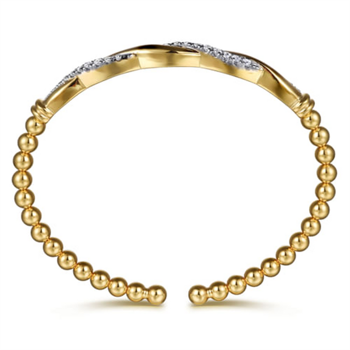 14K Yellow Gold Bujukan Diamond Twist Split Bangle Bracelet