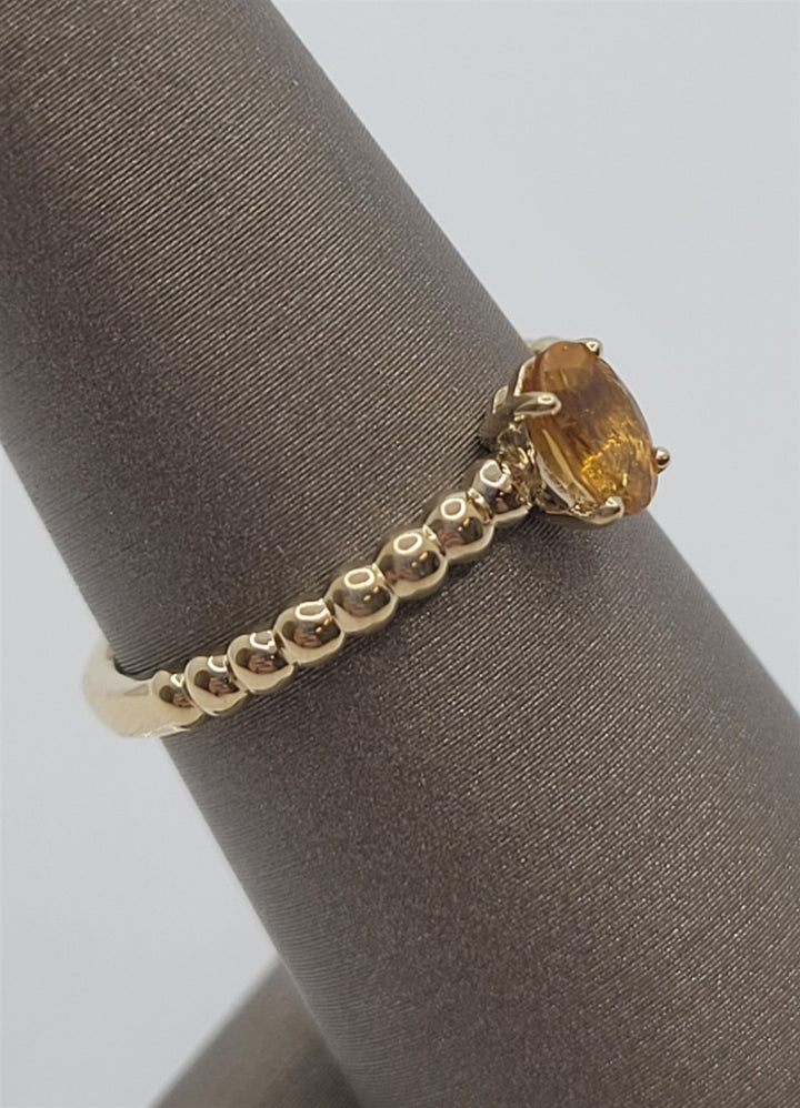 14K Yellow Gold Beaded Citrine Fashion Ring