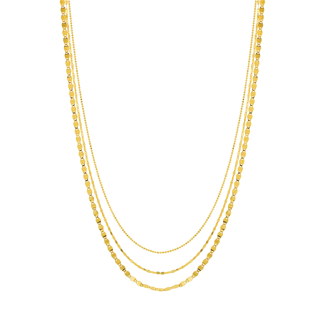 14K Yellow Gold Triple Strand Necklace