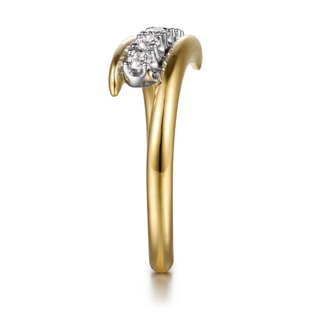 14K White & Yellow Gold Diamond Bypass Ring