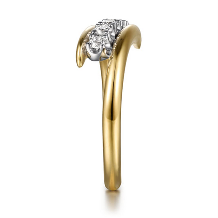 14K White & Yellow Gold Diamond Bypass Ring