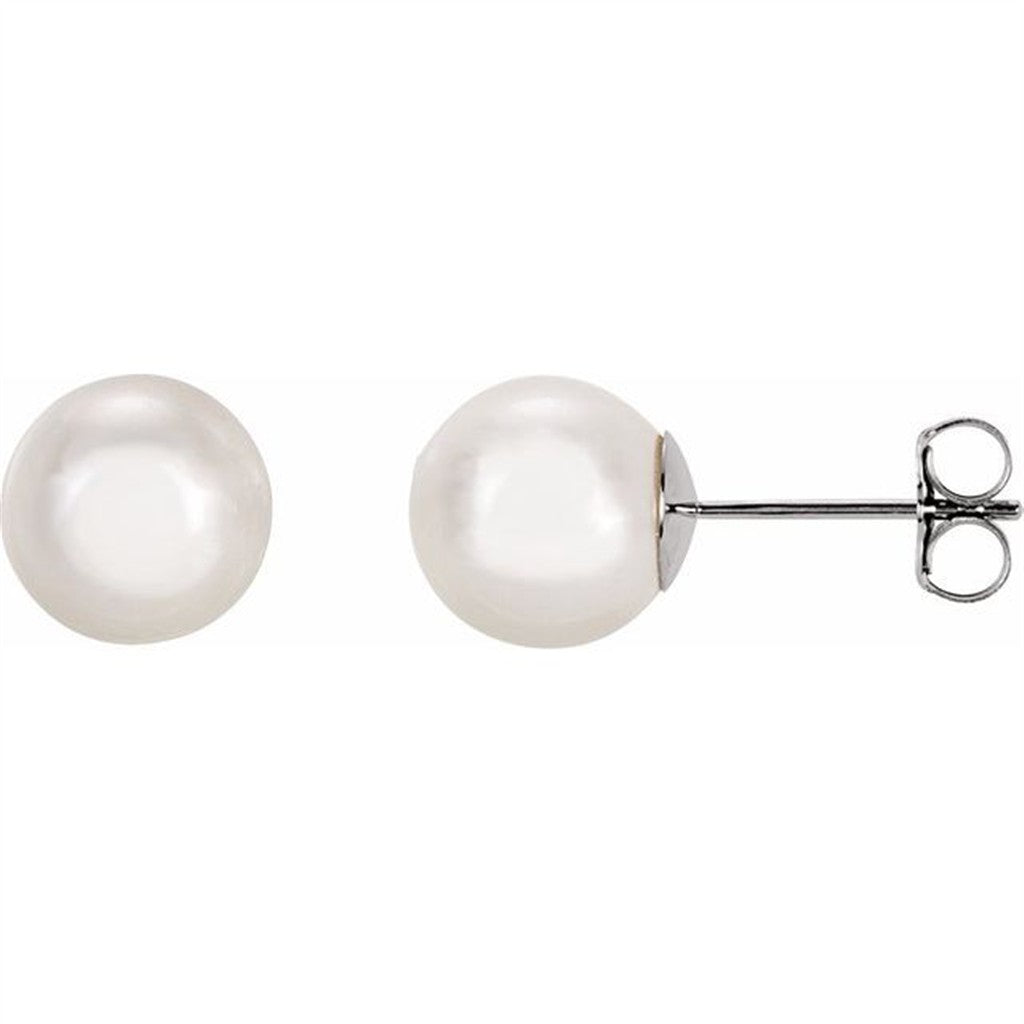 14K White Gold 6mm Pearl Studs