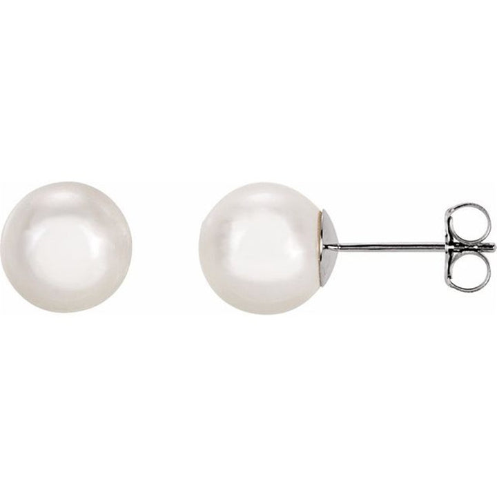 14K White Gold 6mm Pearl Studs