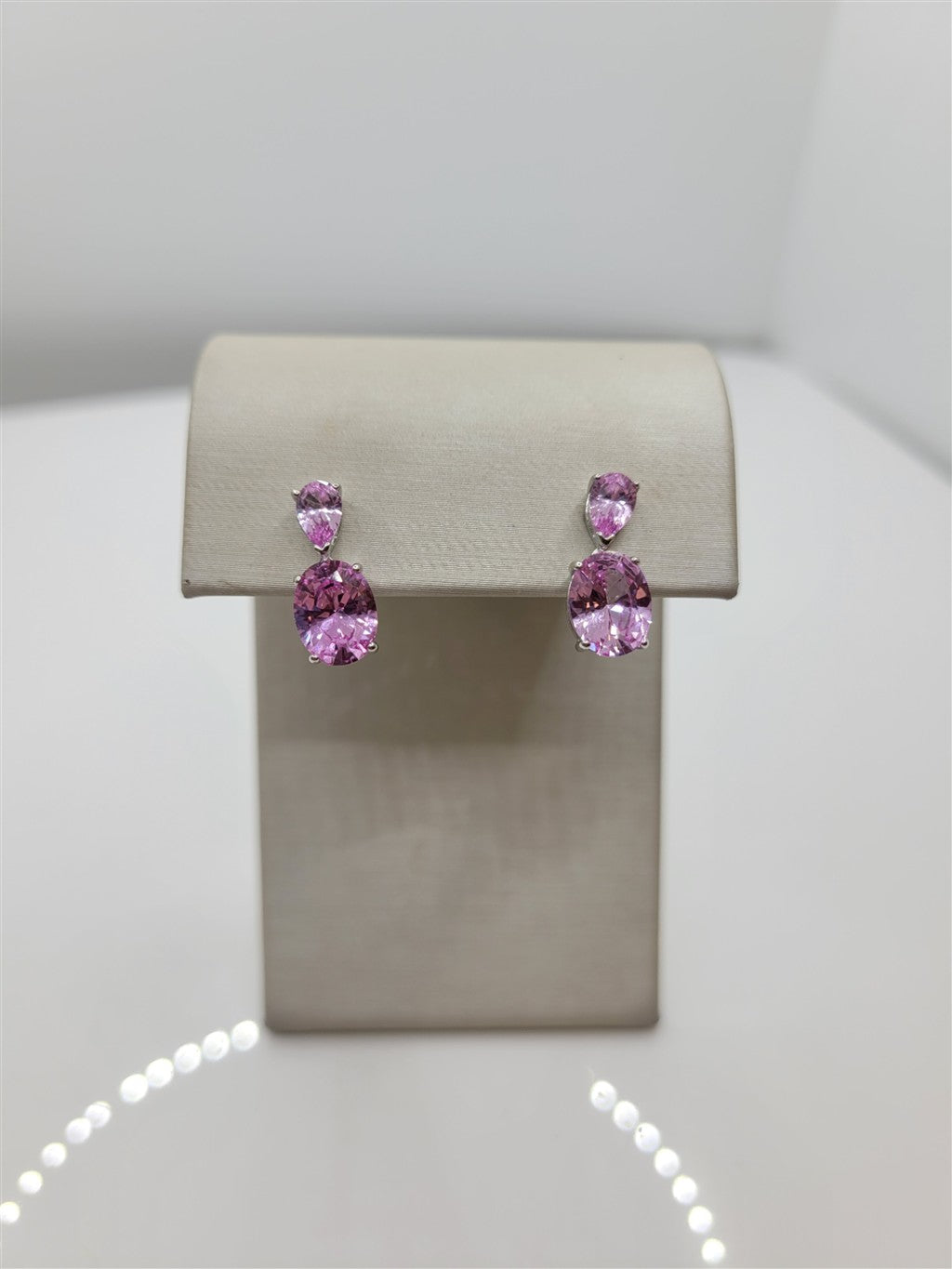 Sterling Silver Lab Grown Pink Tourmaline Dangle Earrings