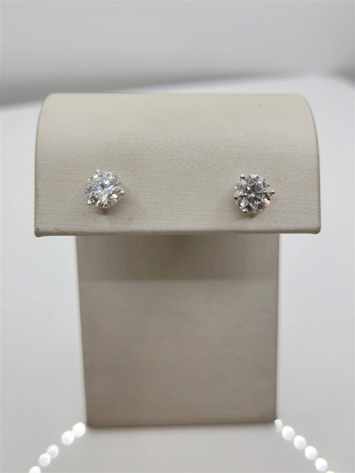 14K White Gold 2.00 Twt Round Cut Lab Grown Stud Earrings