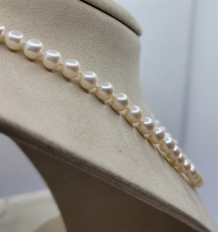 14K White Gold 7-7.5 MM  Pearl Strand Necklace