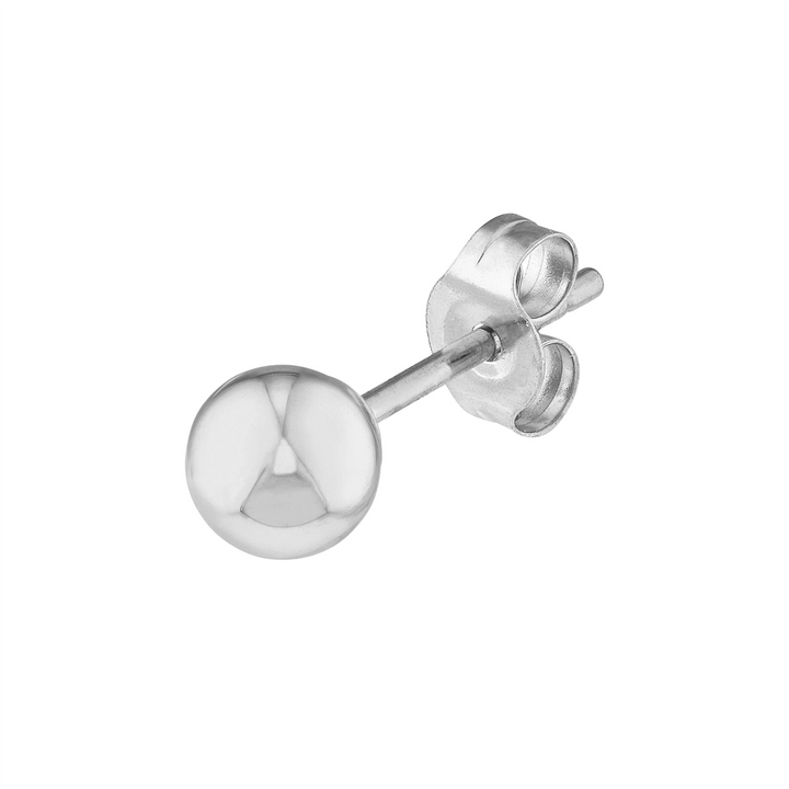 14K White Gold 4mm Hollow Ball Stud Earrings