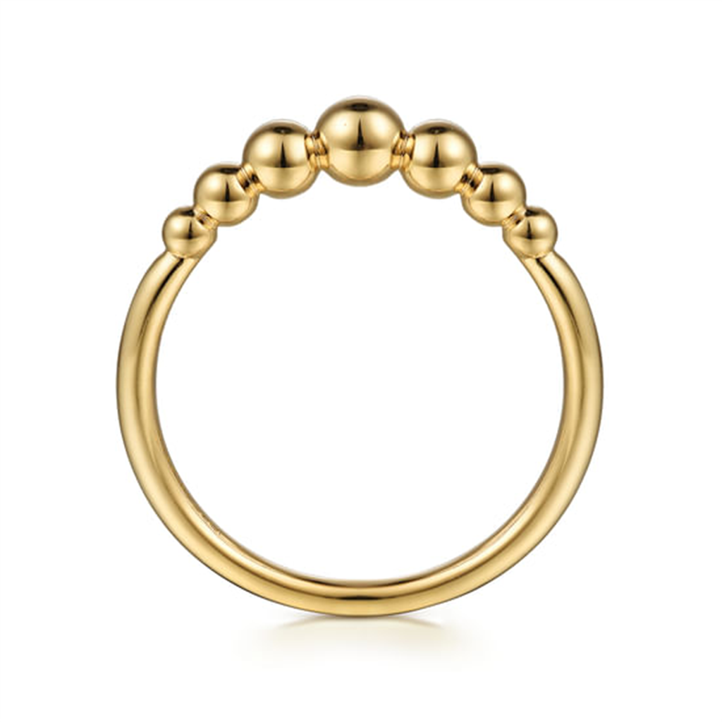 14K Yellow Gold Graduating Bujukan Bead Stackable Ring