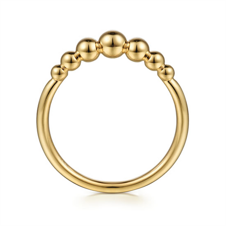 14K Yellow Gold Graduating Bujukan Bead Stackable Ring