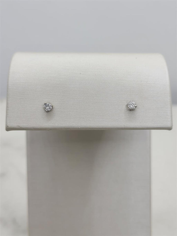 14K White Gold 0.09 Twt Round Diamond Stud Earrings