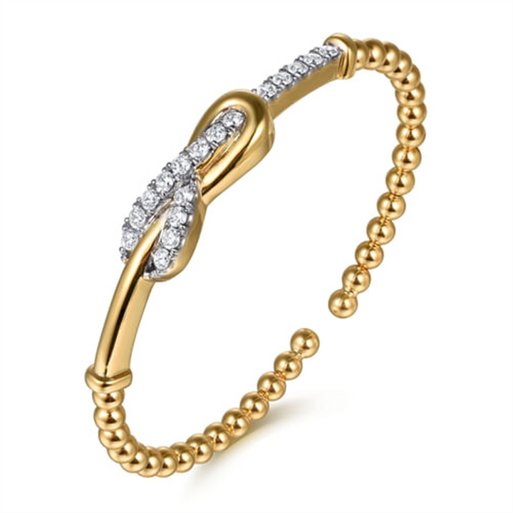 14K Yellow Gold Bujukan Diamond Interlock Split Bangle Bracelet