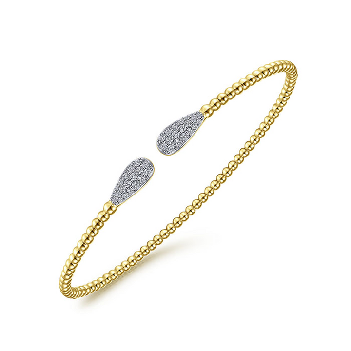 14K Yellow Gold "Gabriel & Co." Bujukan Diamond Teardrops Bangle Bracelet