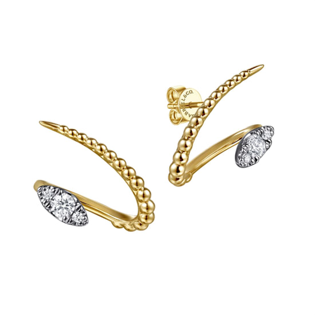 14K White & Yellow Gold Bujukan Diamond Stud Earrings