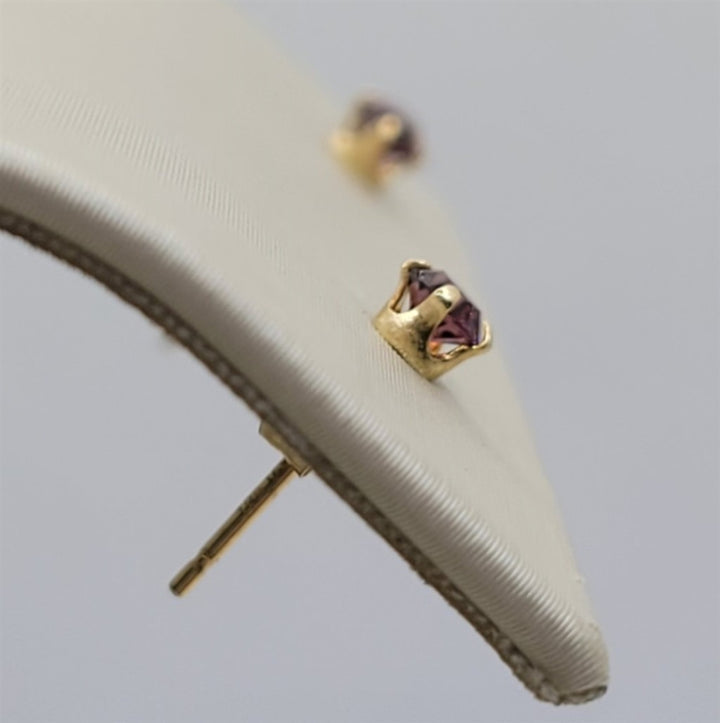 14K Yellow Gold February Birthstone Earrings