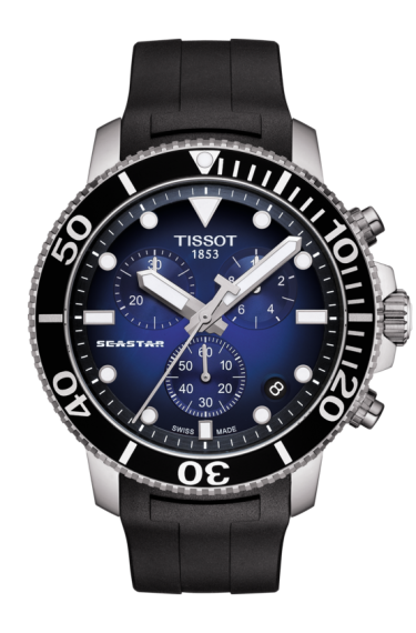 Tissot Seastar 100 Chronograph Stainless Steel & Black Rubber Strap Watch